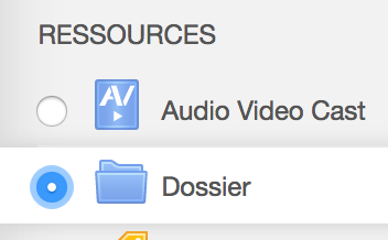 Image représentant le choix de la ressourkce Dossier dans la liste proposée