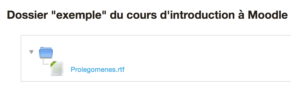 Image montrant une icône de dossier avec un lien vers une icône de fichier dont le nom est prolegomenes.rtf