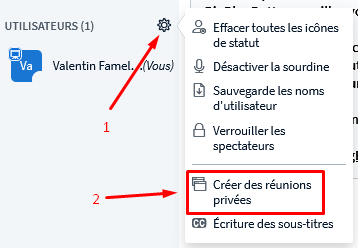Créer une réunion privée dans BigBlueButton