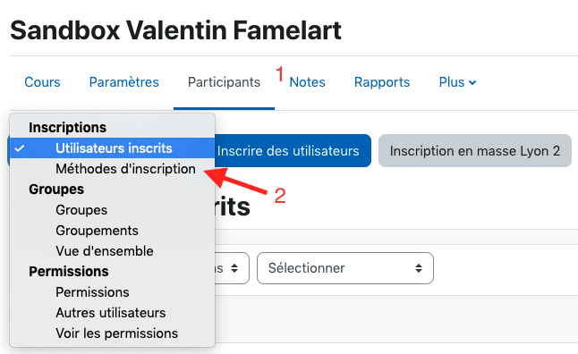 Accès à la page des méthodes d'inscription