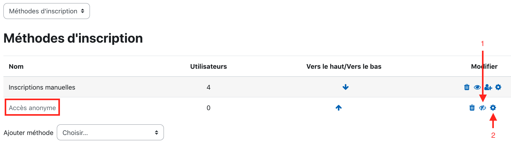 Activation d'une méthode d'accès anonyme dans un cours Moodle