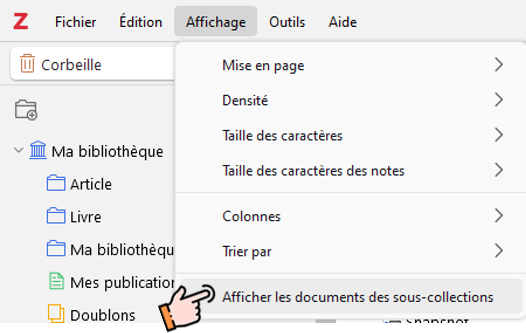 Menu Affichage