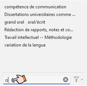 Barre de recherche des marqueurs