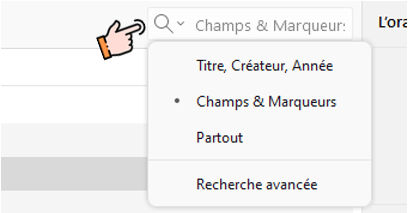 Menu de recherche