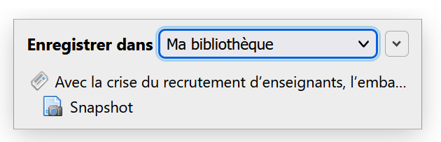 Capture d'écran Zotero 