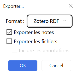 Menu d'export