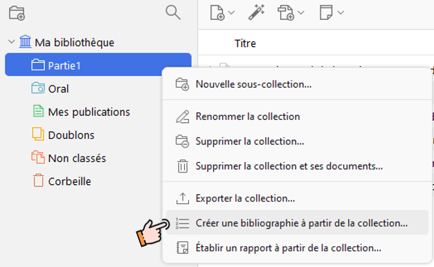 Créer une bibliographie à partir d'une collection