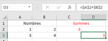 Capture d'écran montrant la similarité des deux formules de D3 et C2