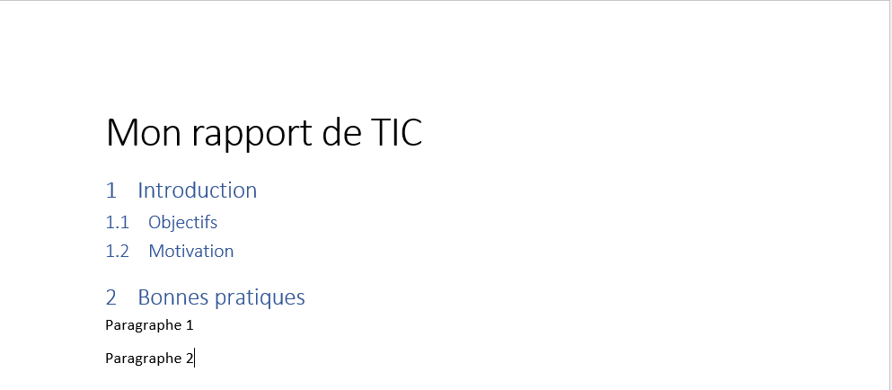 Visuel montrant différents niveaux hiérarchiques d'un document avec des tailles de titres différents, polices différentes etc