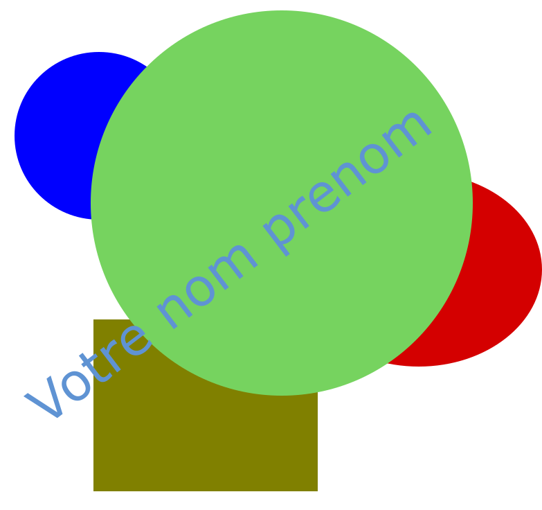 Image de l'exercice du logiciel Inkscape avec différentes formes, couleurs et du texte