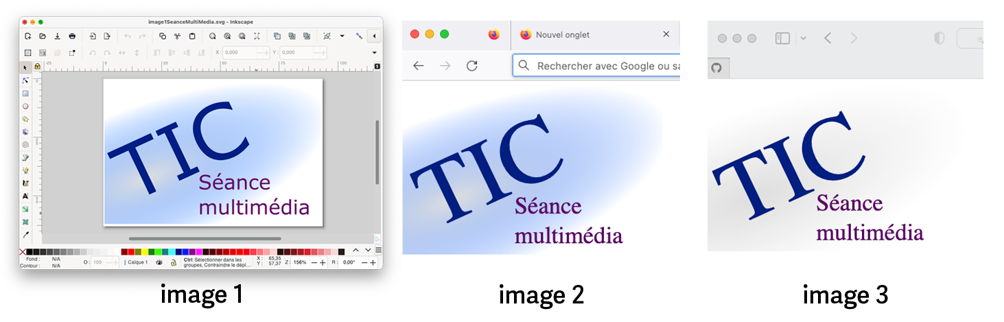 Image de l'exercice montrant l'évolution de l'affichage d'une image vectoriel et les défauts qui apparaissent 