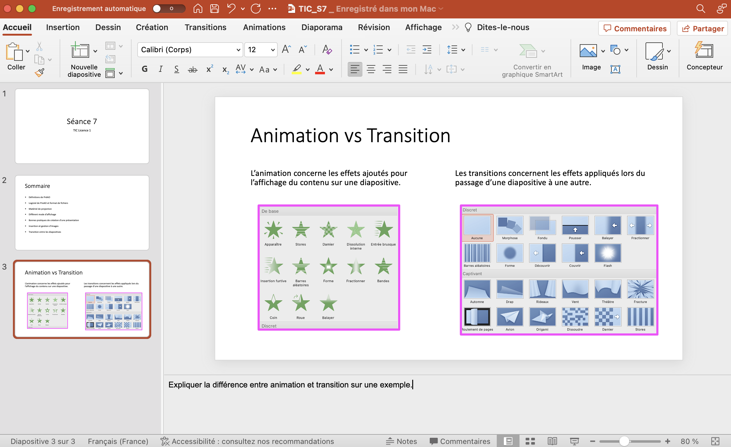 Capture d'écran de Powerpoint en Mode Normal