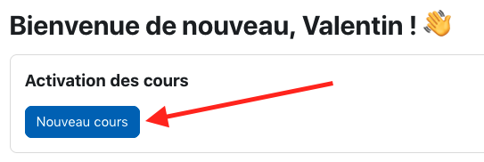 Bouton d'activation des cours dans le tableau de bord de Moodle