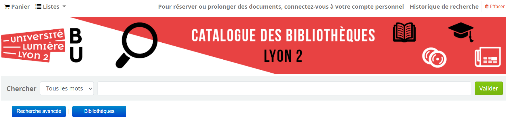 Catalogue des BU Lyon 2