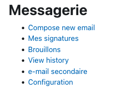 Options du plugin de messagerie