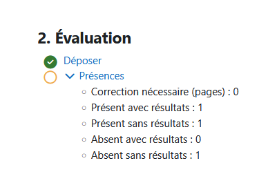 Une feuille de présence a été déposée, l'activité indique trois étudiants analysés