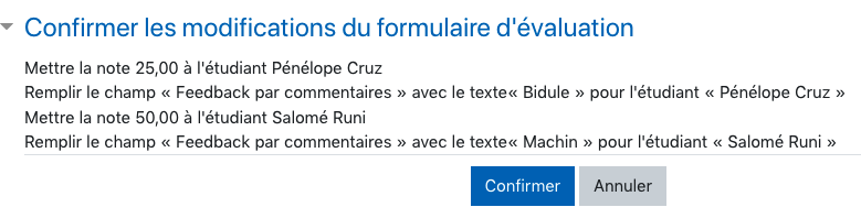 Confirmation d'un import de formulaire d'évaluation