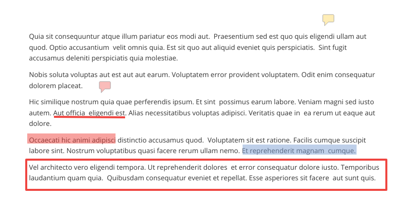 Texte pdf annoté dans la correction d'un devoir