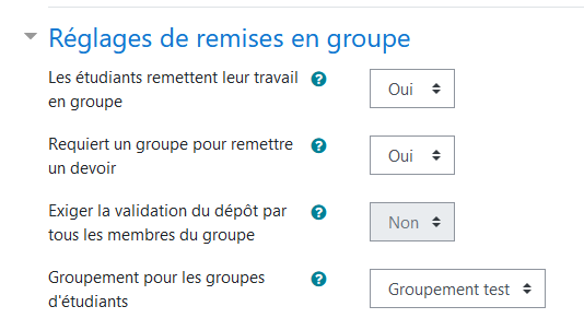 Réglages de remises en groupe