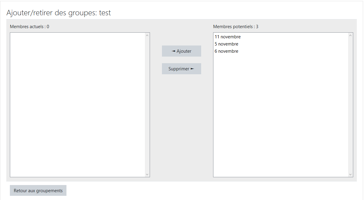 Édition d'un groupement