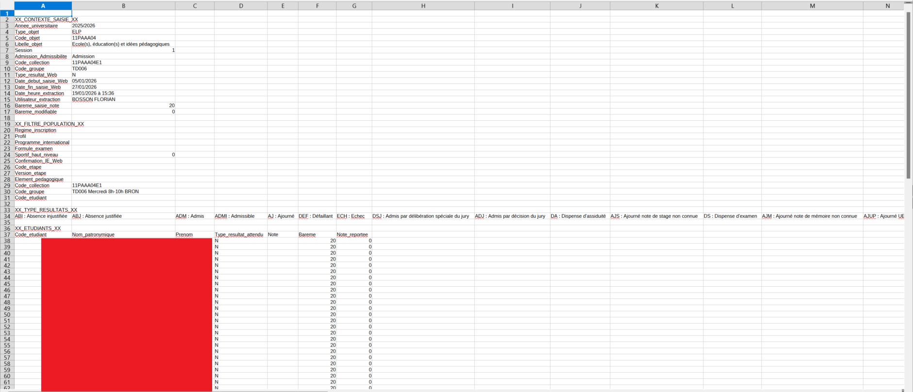 Capture d'écran d'un fichier d'import snw